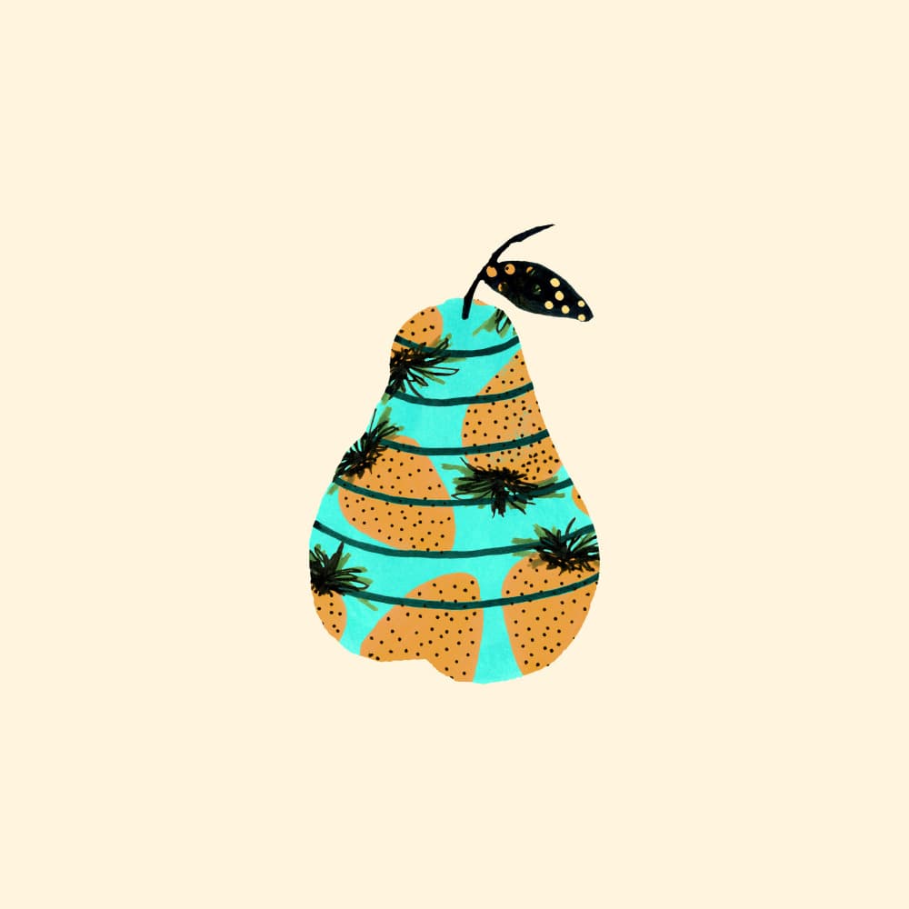 Striped Pineapple Pear by Michele Channell — canvas wall art