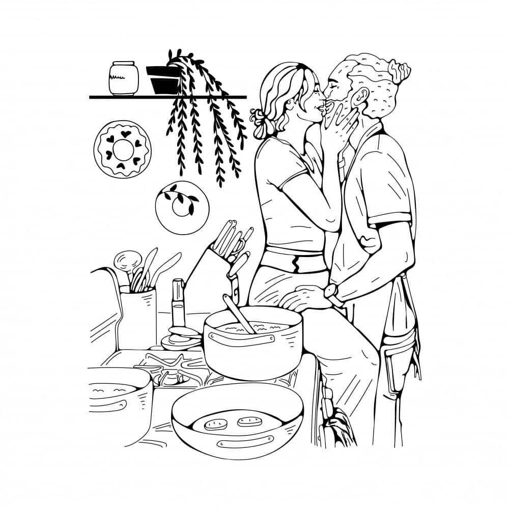 Kitchen Kiss by Olga Galeeva — canvas wall art