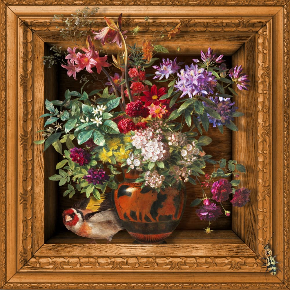 Vibrant Floral Still Life by Marja van den Hurk — canvas wall art