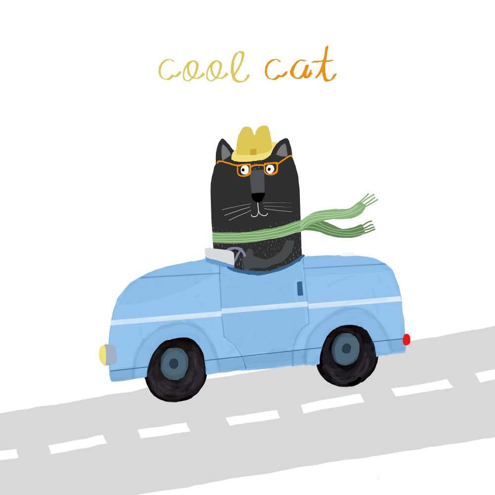 Cool Cat Road Trip by Carla Daly — canvas wall art