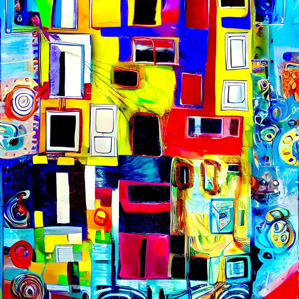 Vibrant City Blocks by mnemonixART — canvas wall art
