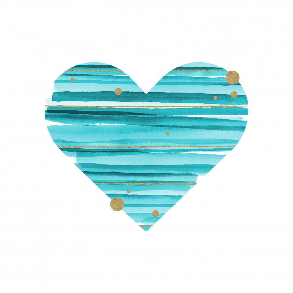 Watercolor Striped Heart by Fabiana Silveira — canvas wall art