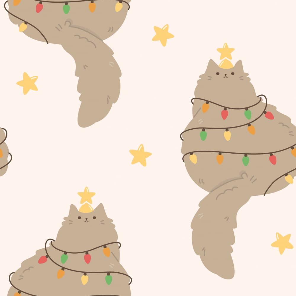 Fluffy Christmas Cats by Weronika Gross — canvas wall art
