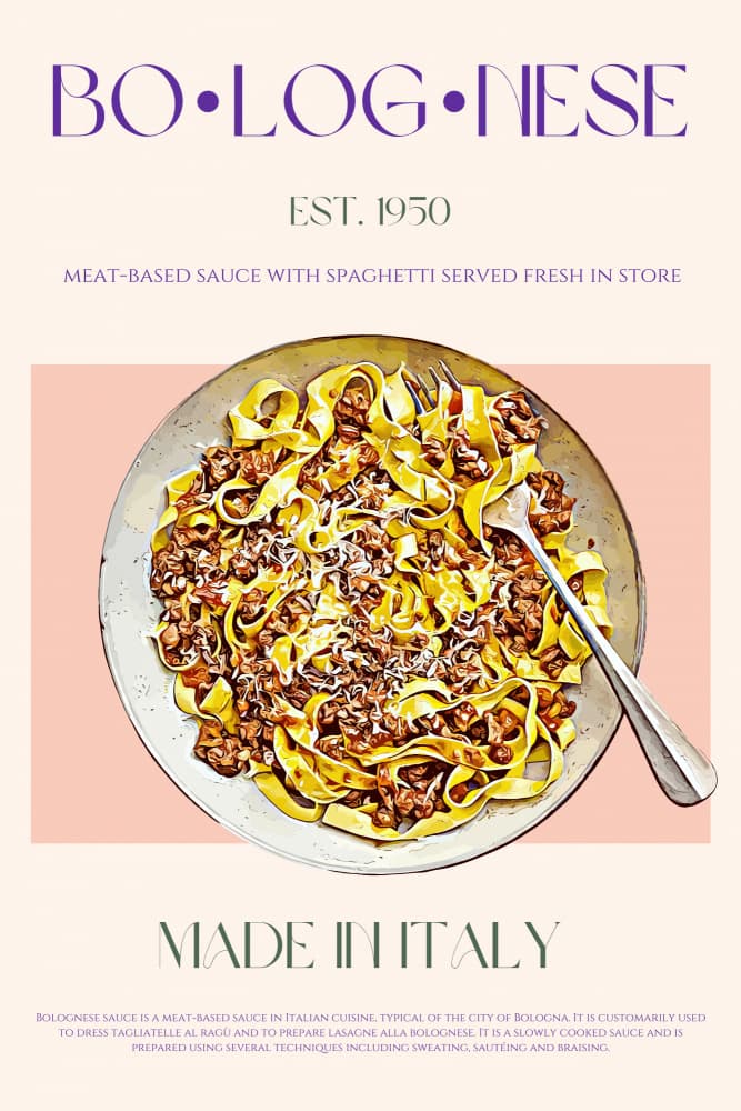 Classic Bolognese Pasta by Nazma Khokhar — canvas wall art