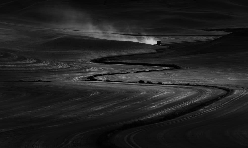 Lone Tractor Fields by James Lu — canvas wall art