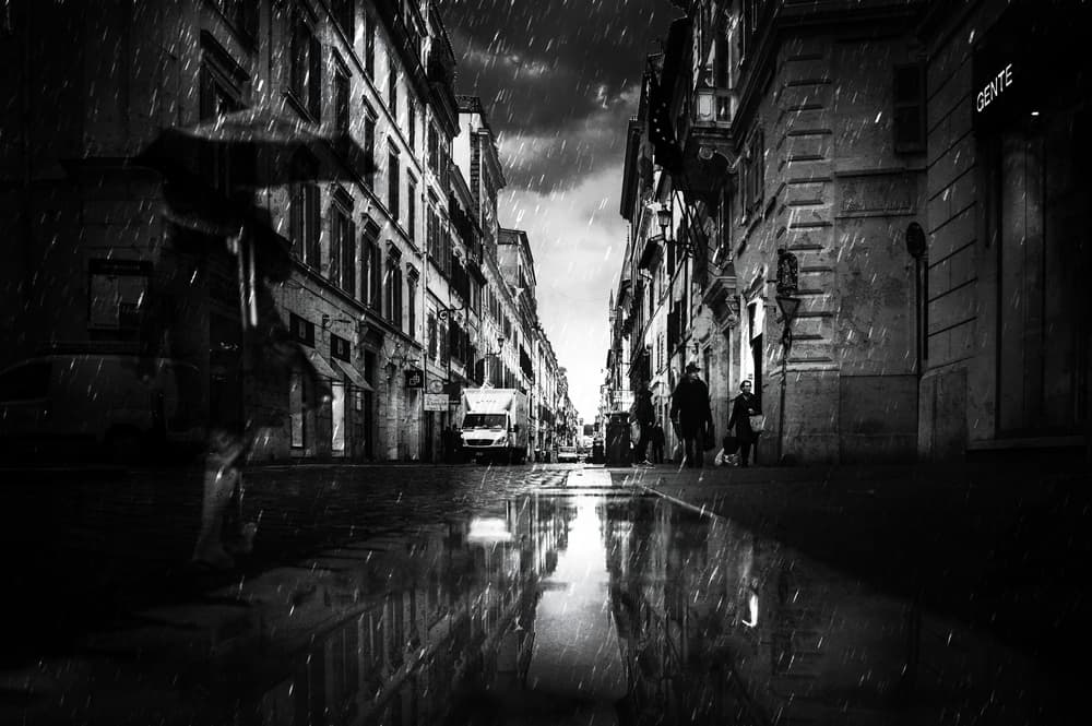 Rainy City Reflections by Nicodemo Quaglia — canvas wall art