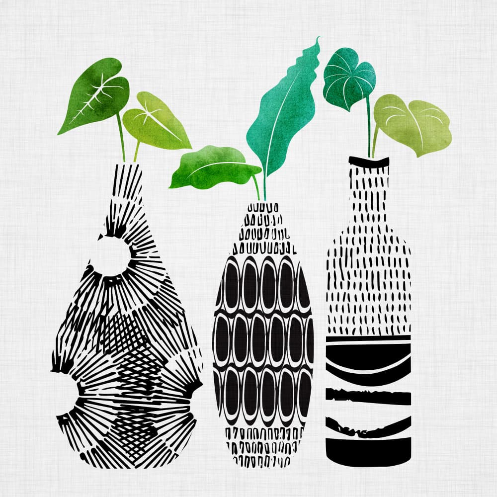 Bw Tribal Vases Sq by Kristian Gallagher — canvas wall art