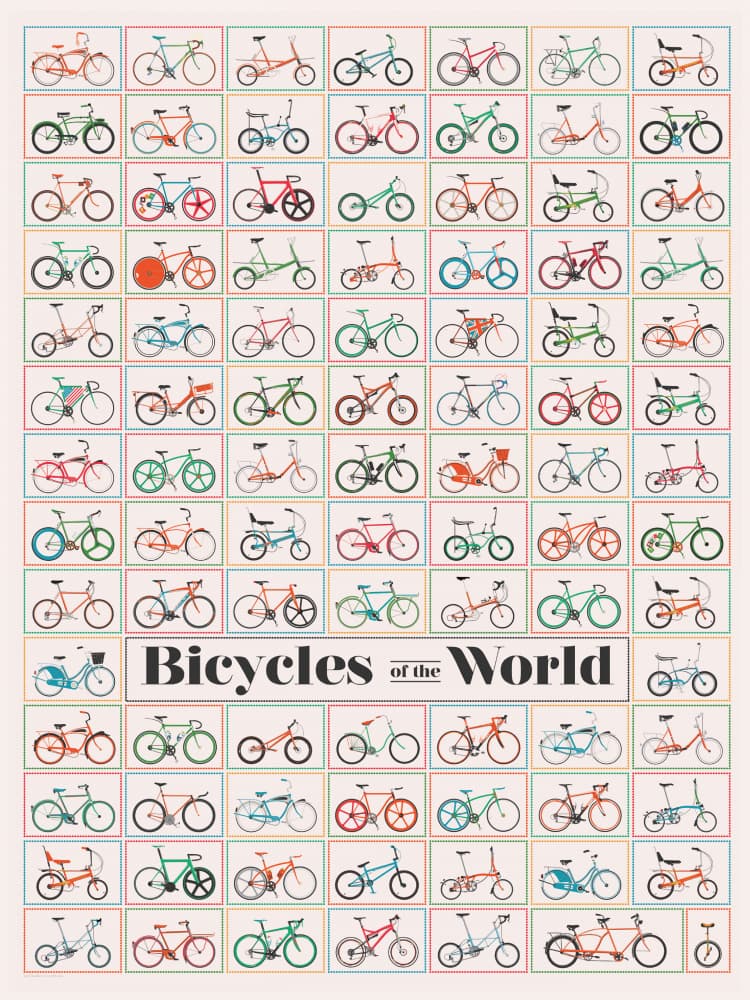 Bicycles of the World by Wyatt 9 — canvas wall art