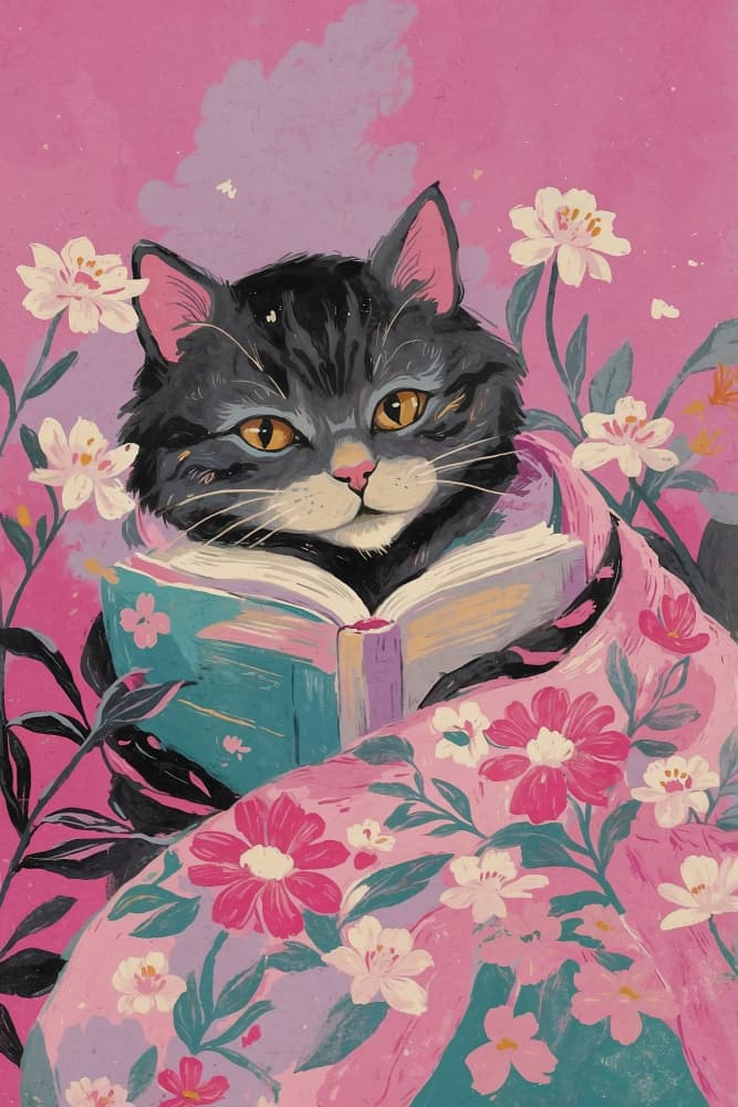 Cozy Cat Reader by The Art Concept — canvas wall art
