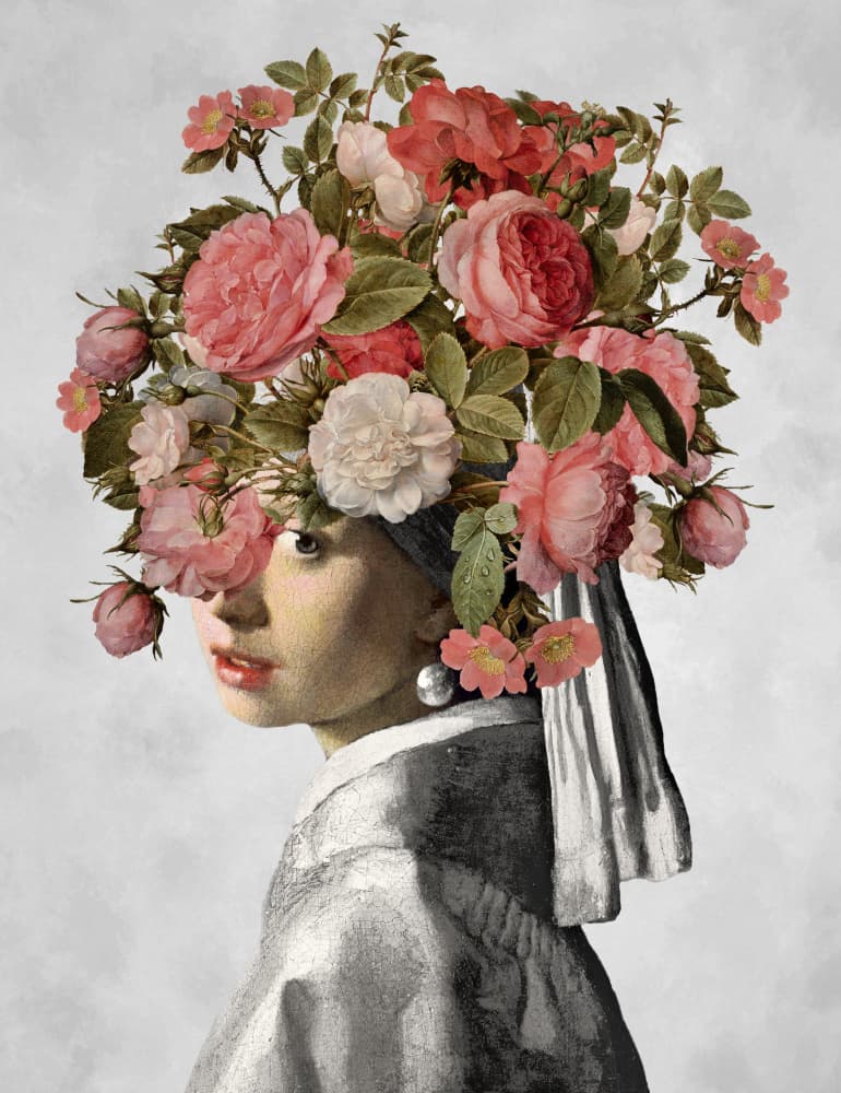 Girl With Floral Crown by Marja van den Hurk — canvas wall art