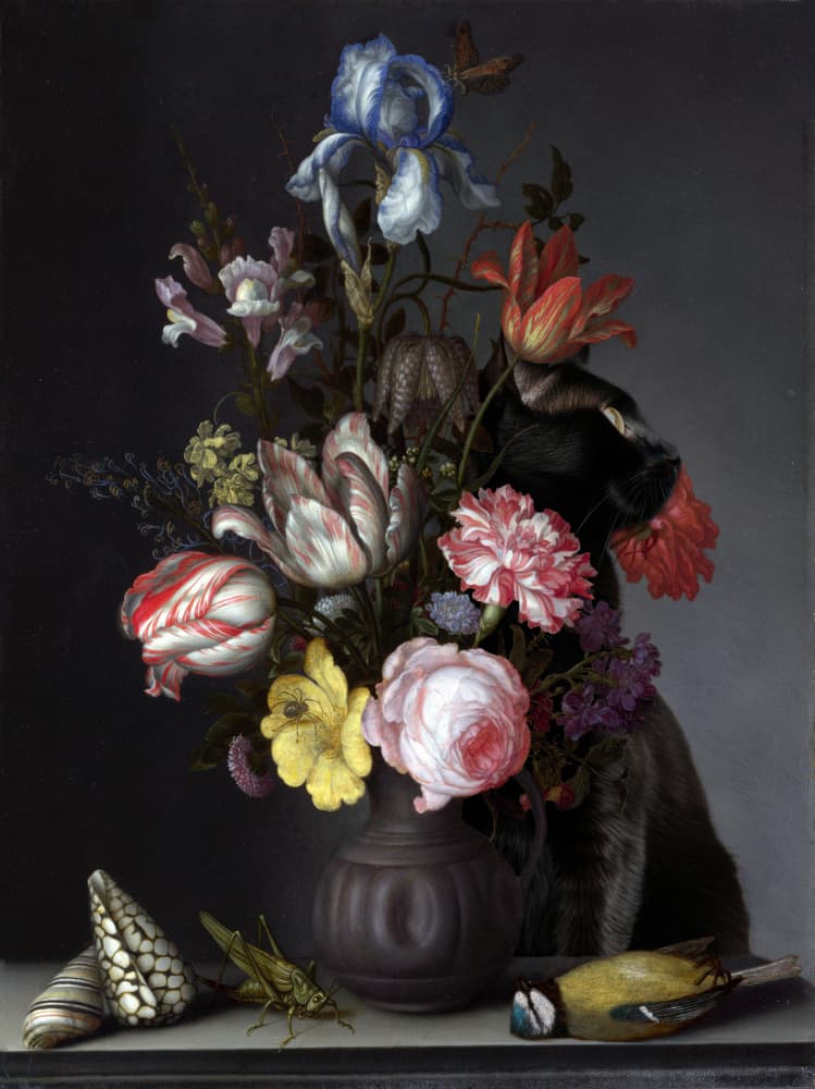 Dark Floral Still Life by Marja van den Hurk — canvas wall art