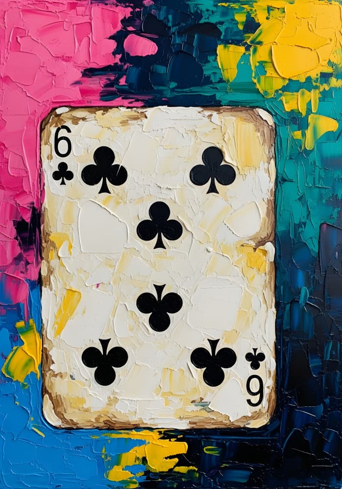 Vibrant Six of Clubs by HUGO — canvas wall art