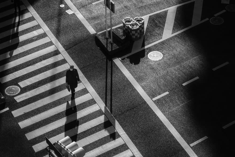 Pedestrian's Long Shadow by Haruyo Sakamoto — canvas wall art