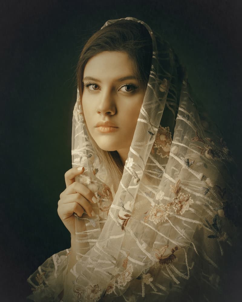 Delicate Veiled Portrait by Mehdi Mokhtari — canvas wall art