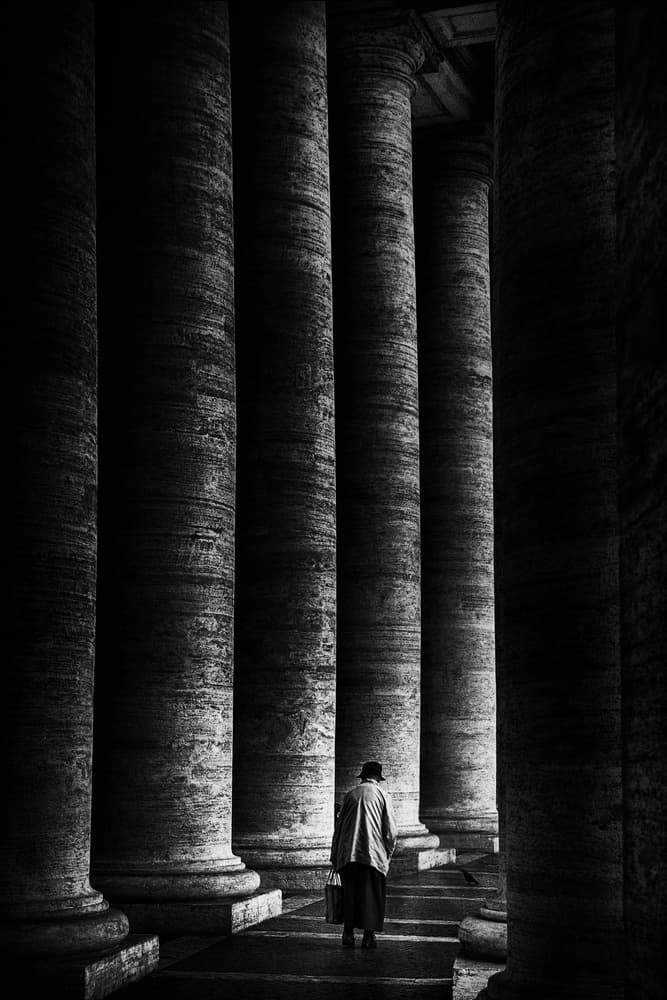 Lone Figure in Colonnade by Antonio Grambone — canvas wall art