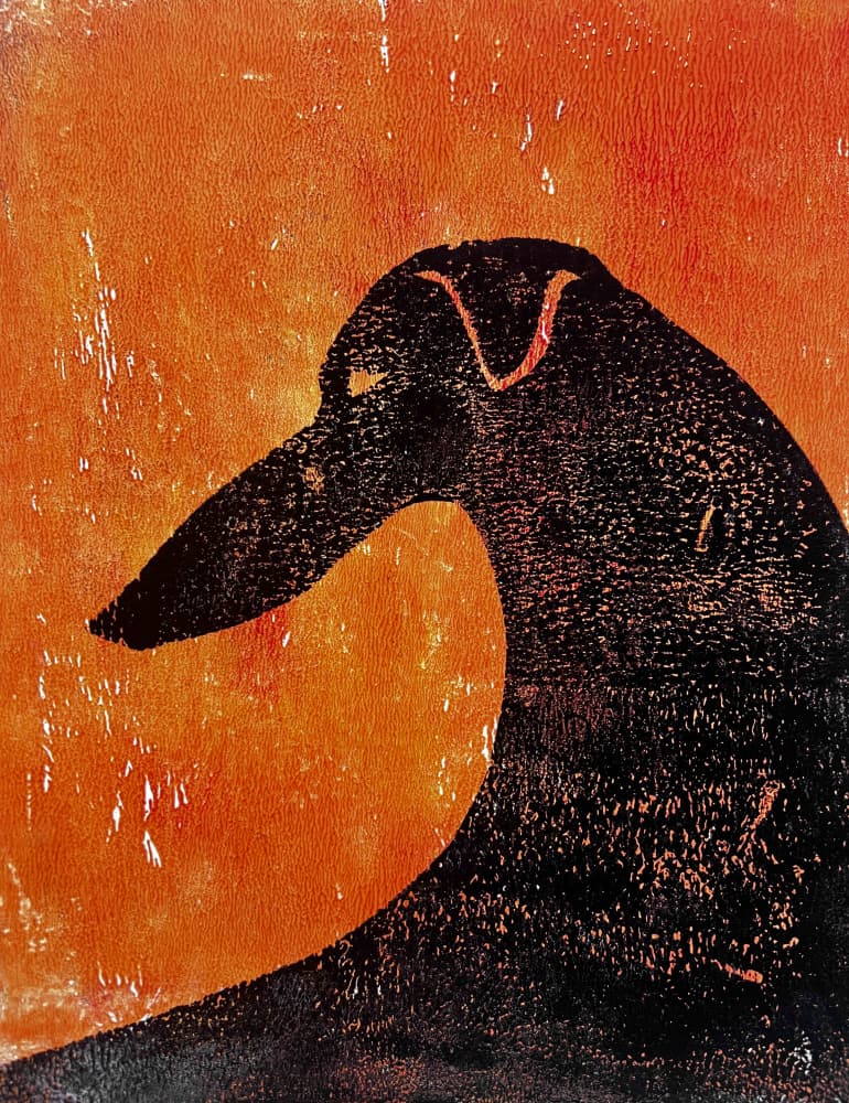 Orange Greyhound Silhouette by Christina Misuro — canvas wall art