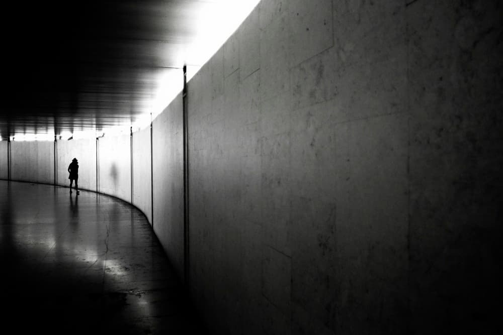 Dark Tunnel Silhouette by Bogdan Bouşcă — canvas wall art