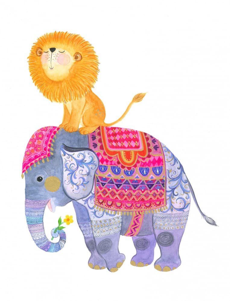 Proud Lion on Elephant by Isabelle Brent — canvas wall art