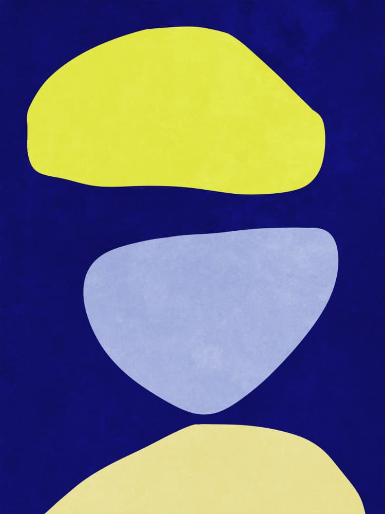 Abstract Forms Blue and yellow by Raissa Oltmanns — canvas wall art