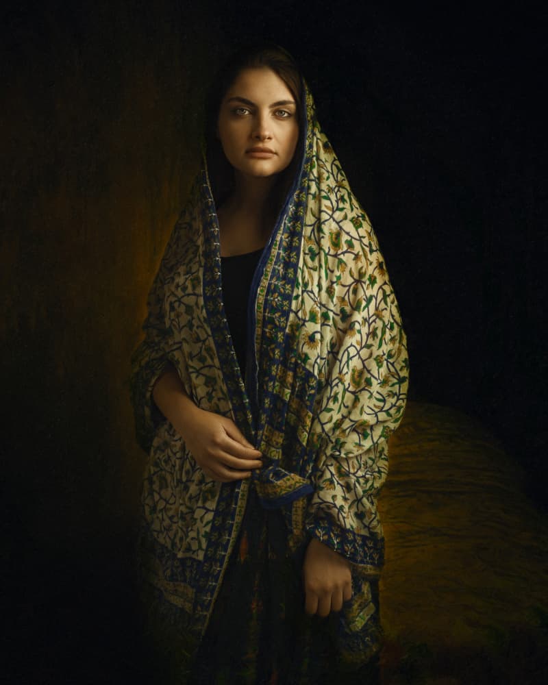 Mysterious Woman In Shawl by Mehdi Mokhtari — canvas wall art
