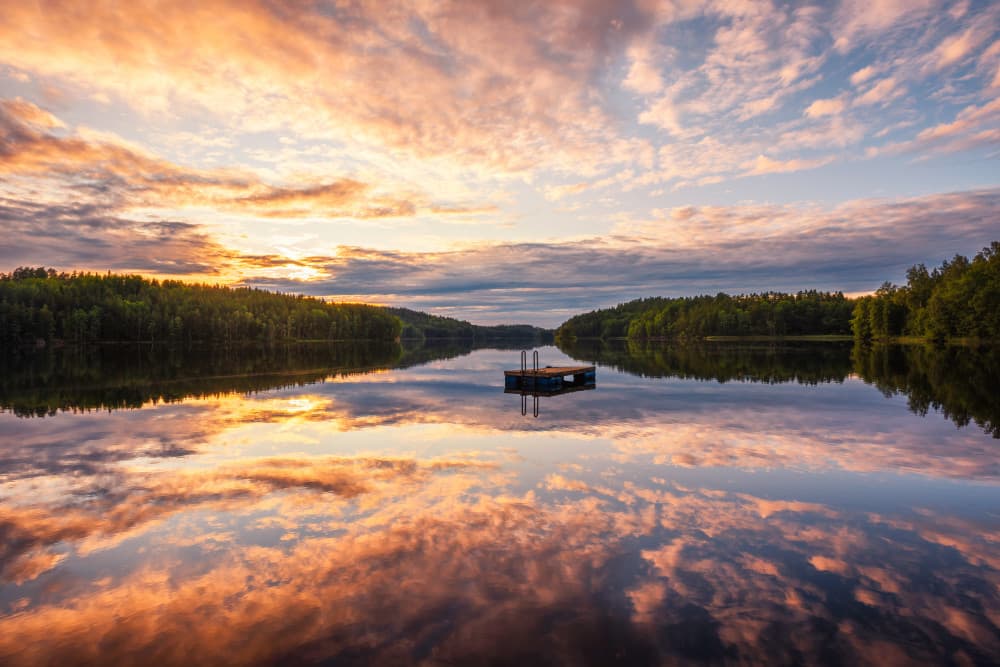 Golden Hour Lake Reflections by Christian Lindsten — canvas wall art