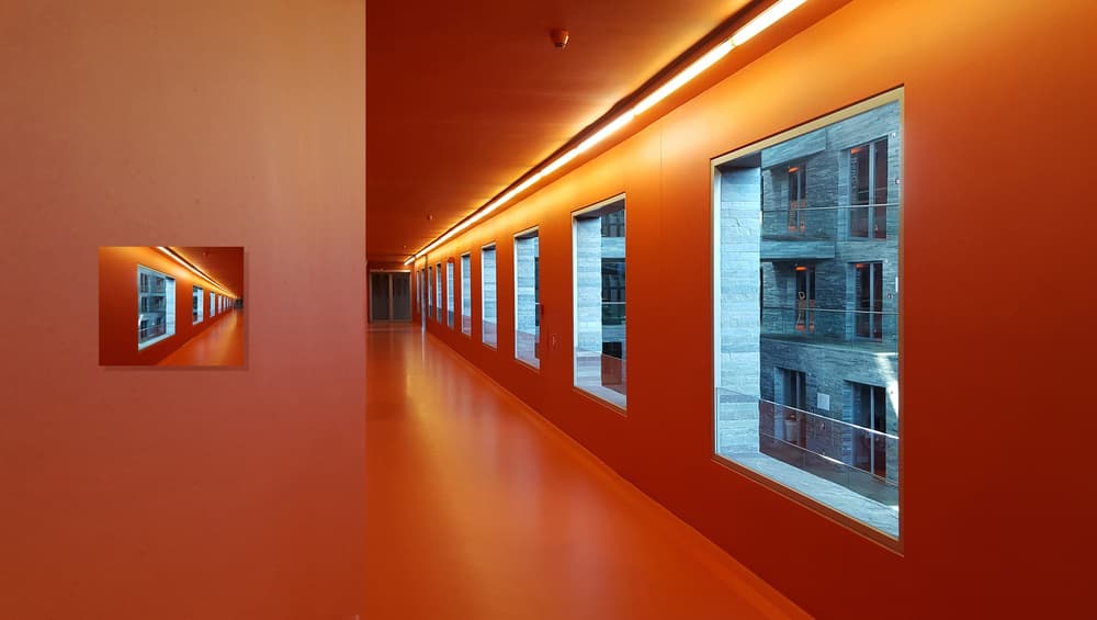 Modern Orange Hallway by Huib Limberg — canvas wall art