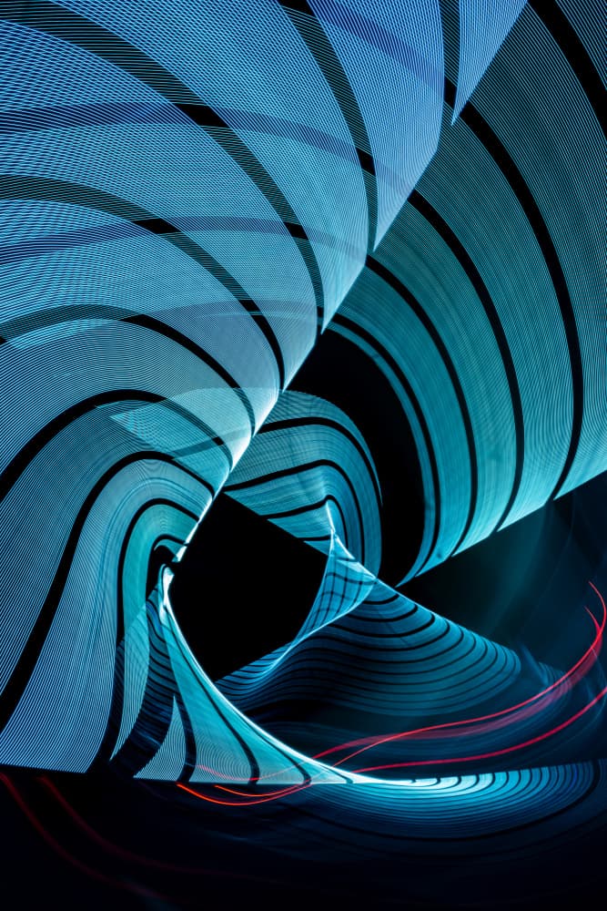 Abstract Blue Light Lines by Franco Tessarolo — canvas wall art