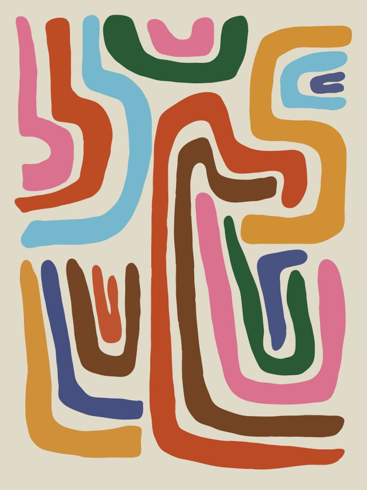 Colorful Abstract Curves by Miho Art Studio — canvas wall art