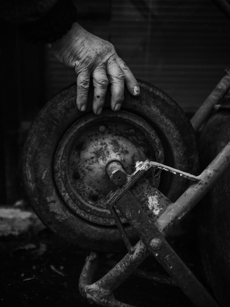 Weathered Hand on Wheel by Koki Jovanovic — canvas wall art