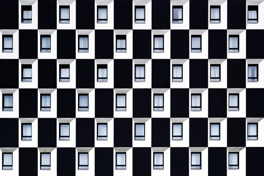 Urban Checkerboard Windows by Linda Wride — canvas wall art