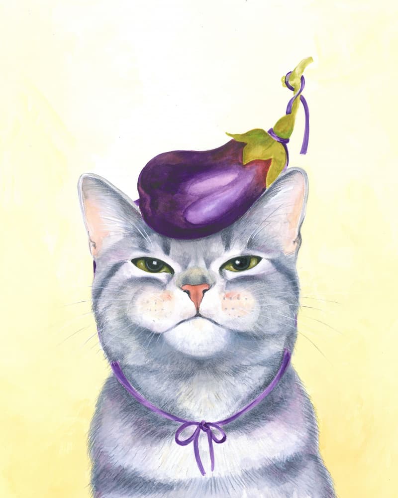 Gaston, Aubergine Cat by Isabelle Brent — canvas wall art