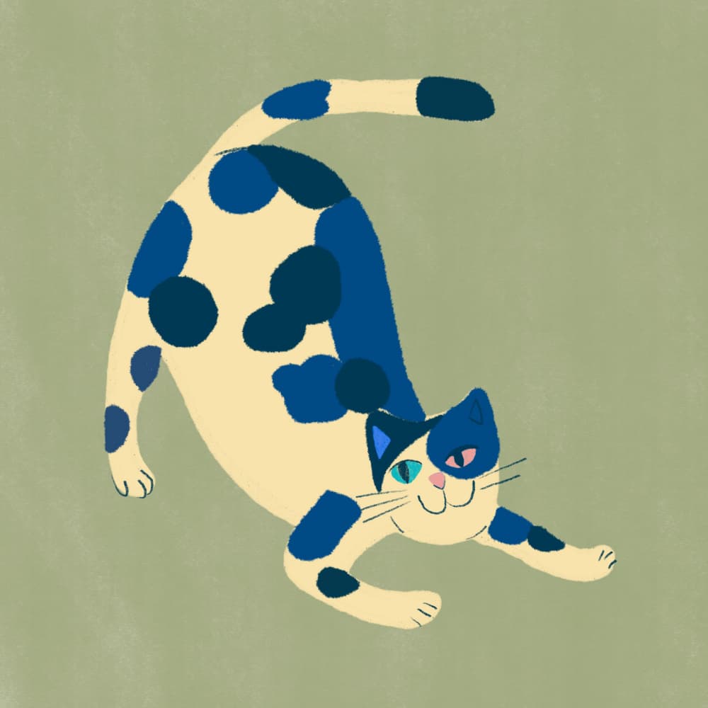 Playful Blue Spotted Cat by Little Dean — canvas wall art