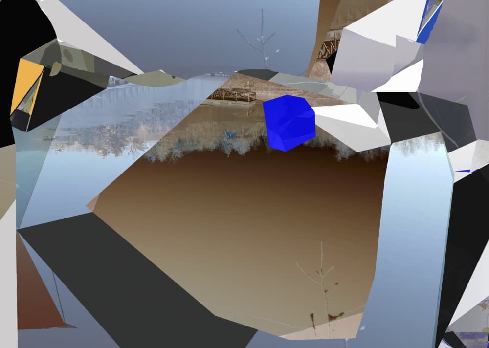 Fragmented Blue Cube by Stefan Fransson — canvas wall art