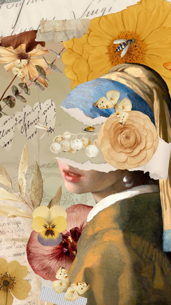 Feminine Floral Portrait by Marja van den Hurk — canvas wall art