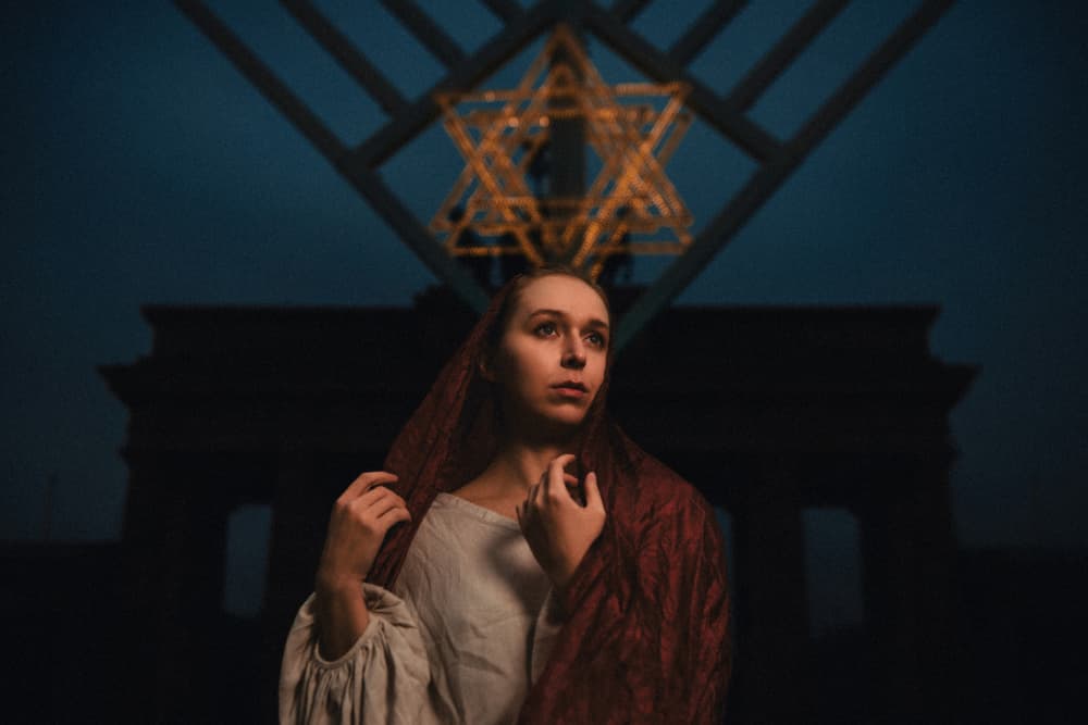 Reflective Woman Menorah by Dmitrii Rabeev — canvas wall art