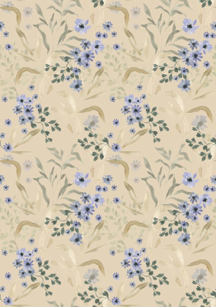 Soft Blue Floral Pattern by Linda Sitniece — canvas wall art