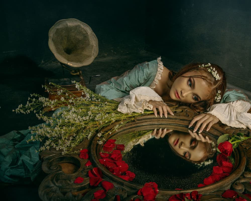 Vintage Rose Reflection by Sally Widjaja — canvas wall art