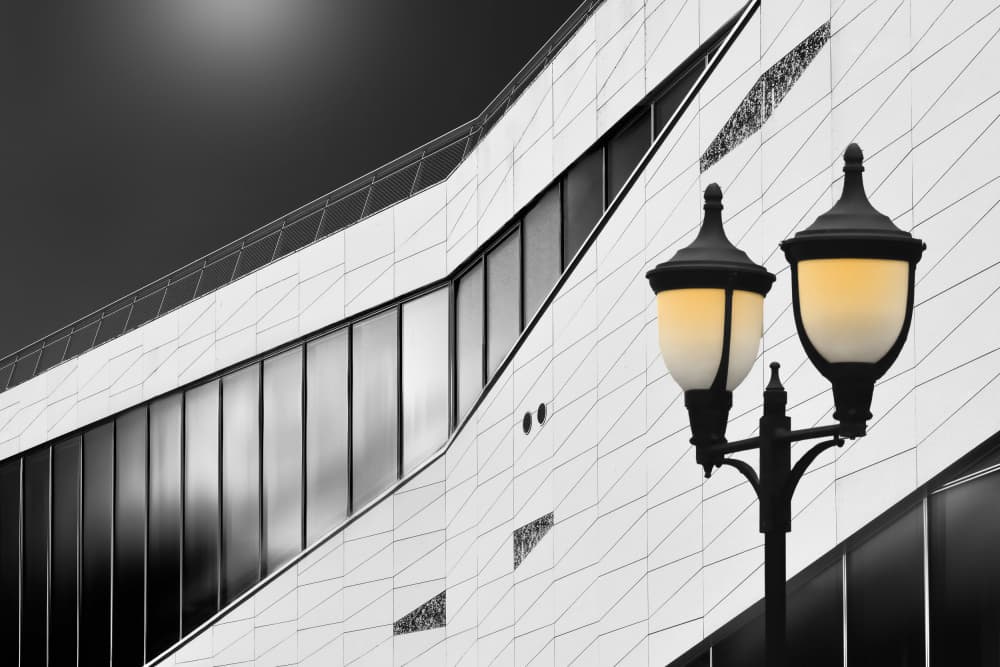Geometric City Glow by Hans-Wolfgang Hawerkamp — canvas wall art