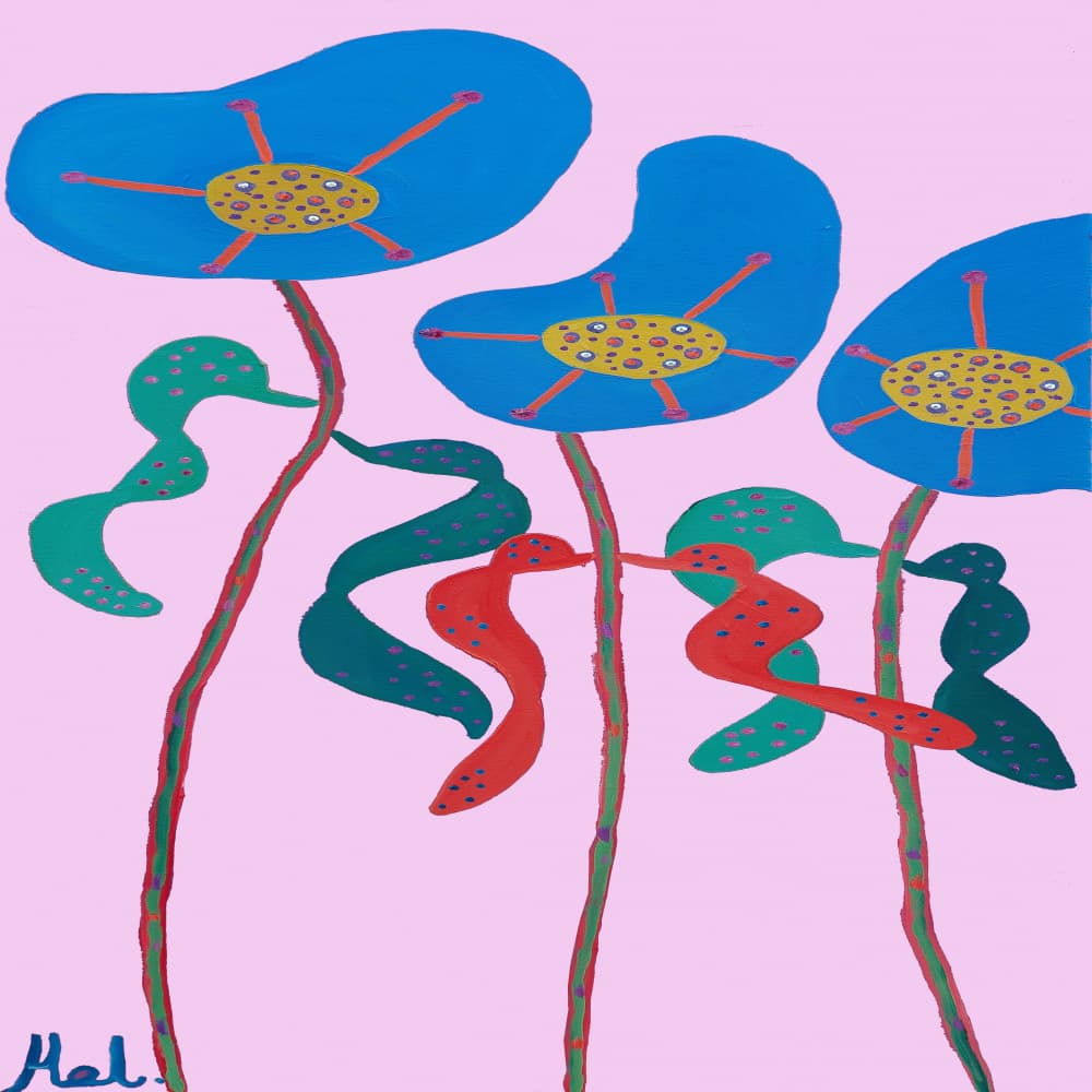 Whimsical Blue Flowers by Helen Joynson — canvas wall art