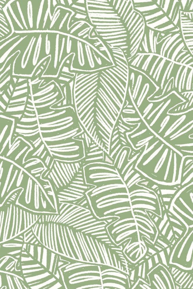 Sage Green Tropical Leaves by Taynã de Freitas Basile — canvas wall art