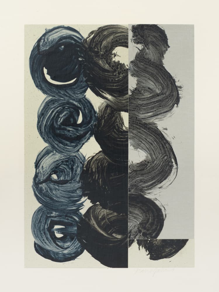 Indigo Grey Abstract Swirls by Diana Jahns — canvas wall art