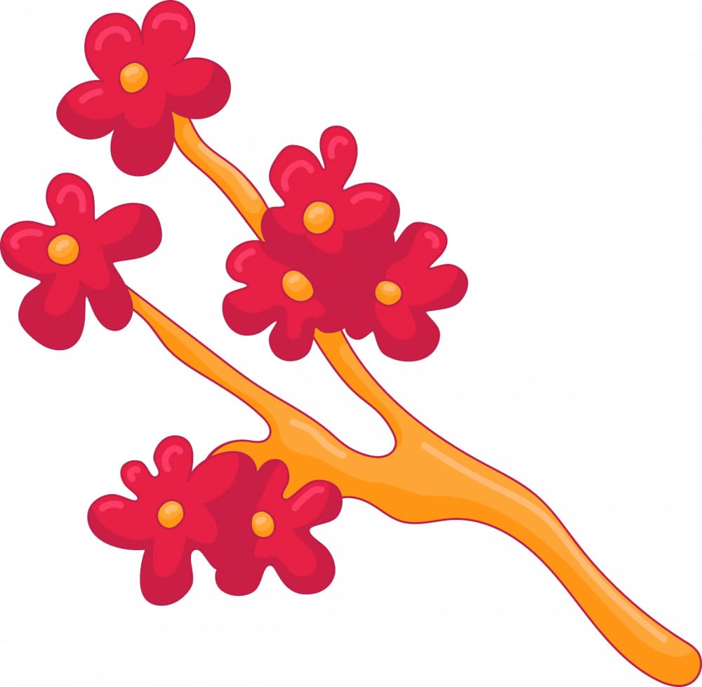 Blooming Red Branch by Marika Barsrsind β canvas wall art