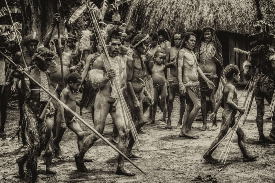 Indigenous Men with Spears by Pavol Stranak — canvas wall art