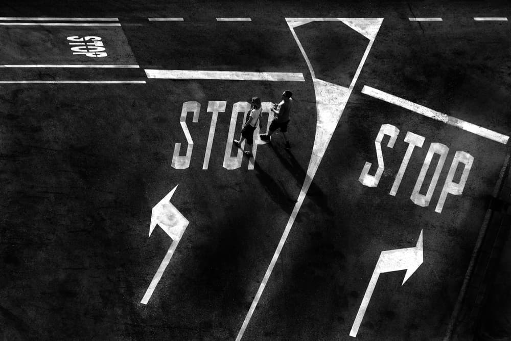 Black and White Crossroads by Hans-Wolfgang Hawerkamp — canvas wall art