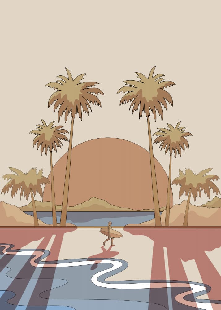Surfer Sunset Beach by Stephen Wade — canvas wall art