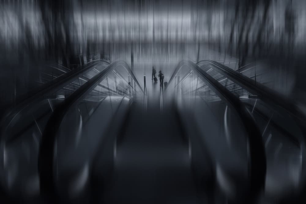 Dark Escalator Motion by Jeroen van de Wiel — canvas wall art