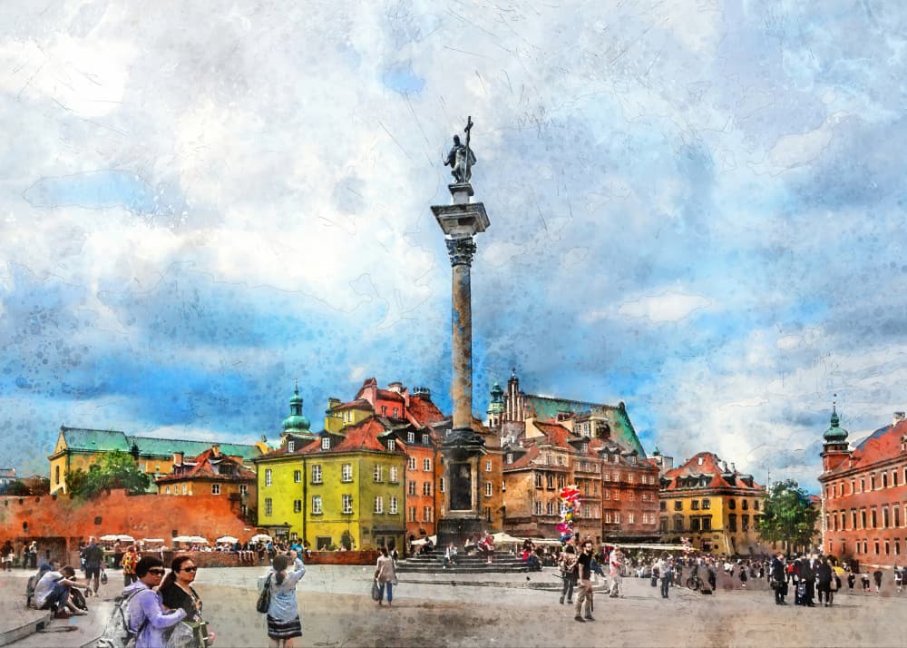 Warsaw Old Town Square by Justyna Jaszke — canvas wall art