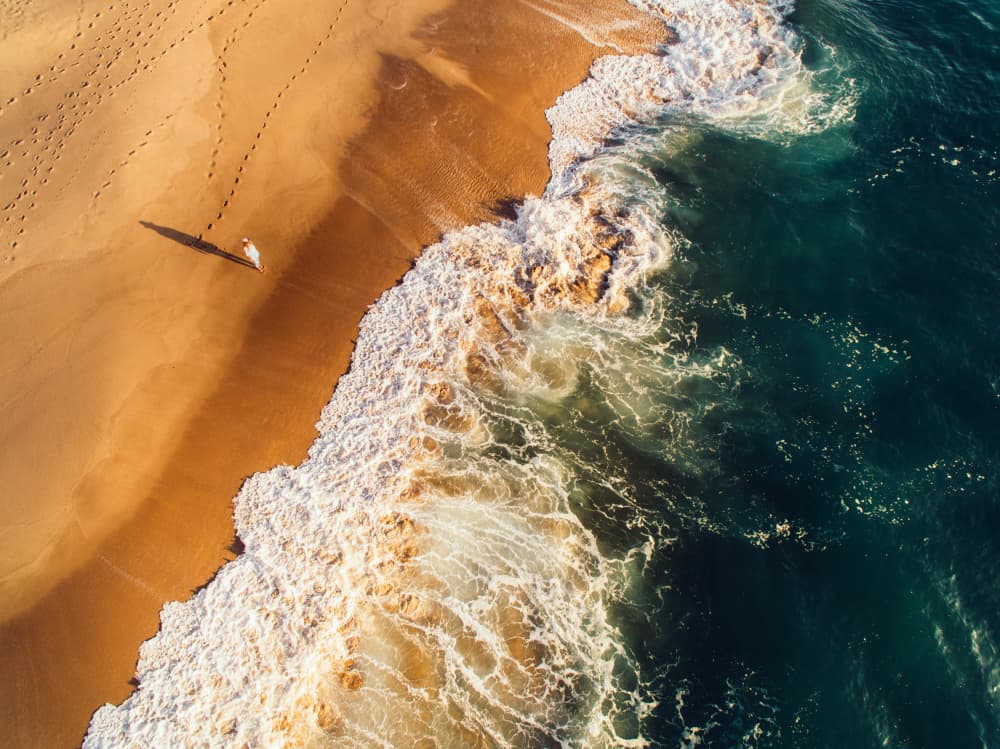 Ocean Waves Beach Walk by Javier Pardina — canvas wall art