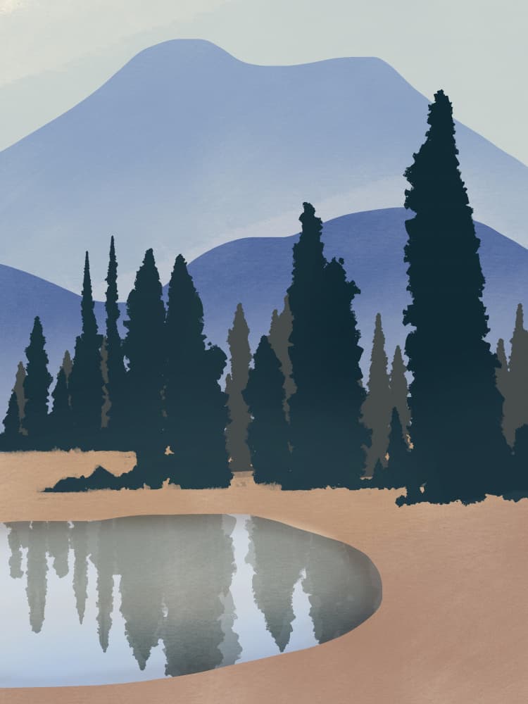 Serene Mountain Lake by Little Dean — canvas wall art