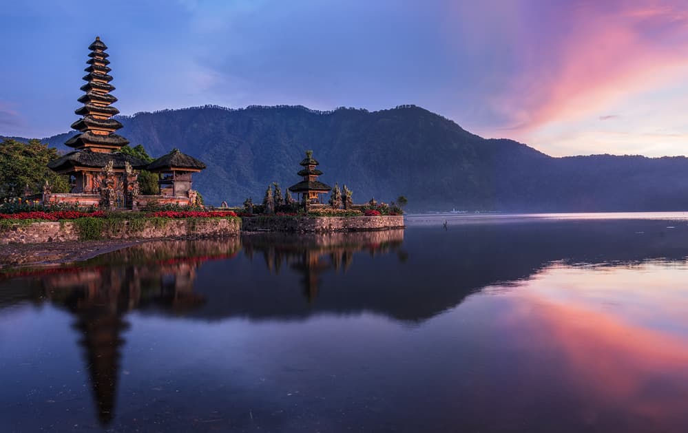 Bali Temple Sunrise Reflection by Karsten Wrobel — canvas wall art
